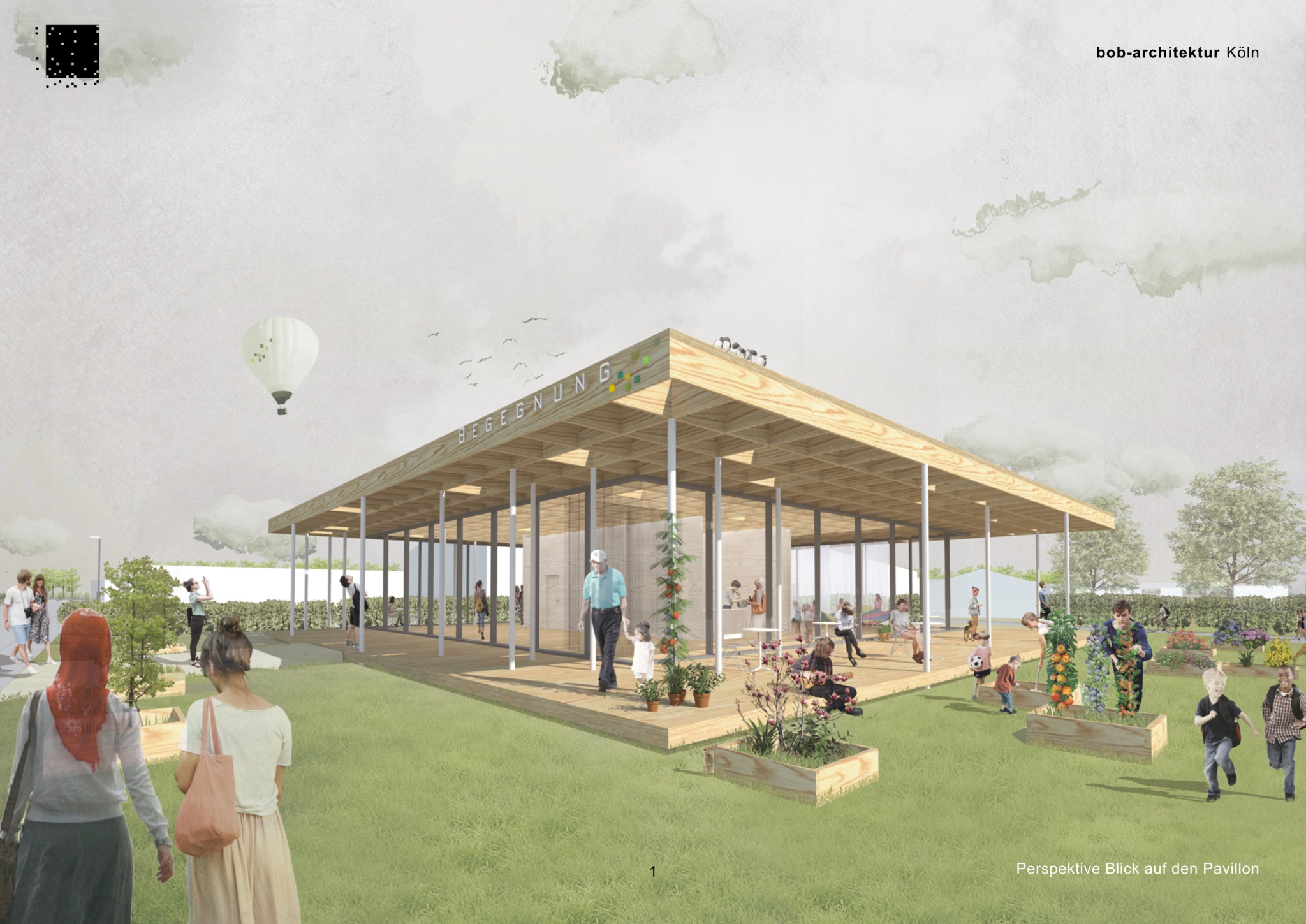 Offener Pavillon mit Holzstruktur und nachhaltiger Nutzung für die Gemeinde Rottbitze nähe Bad Honnef